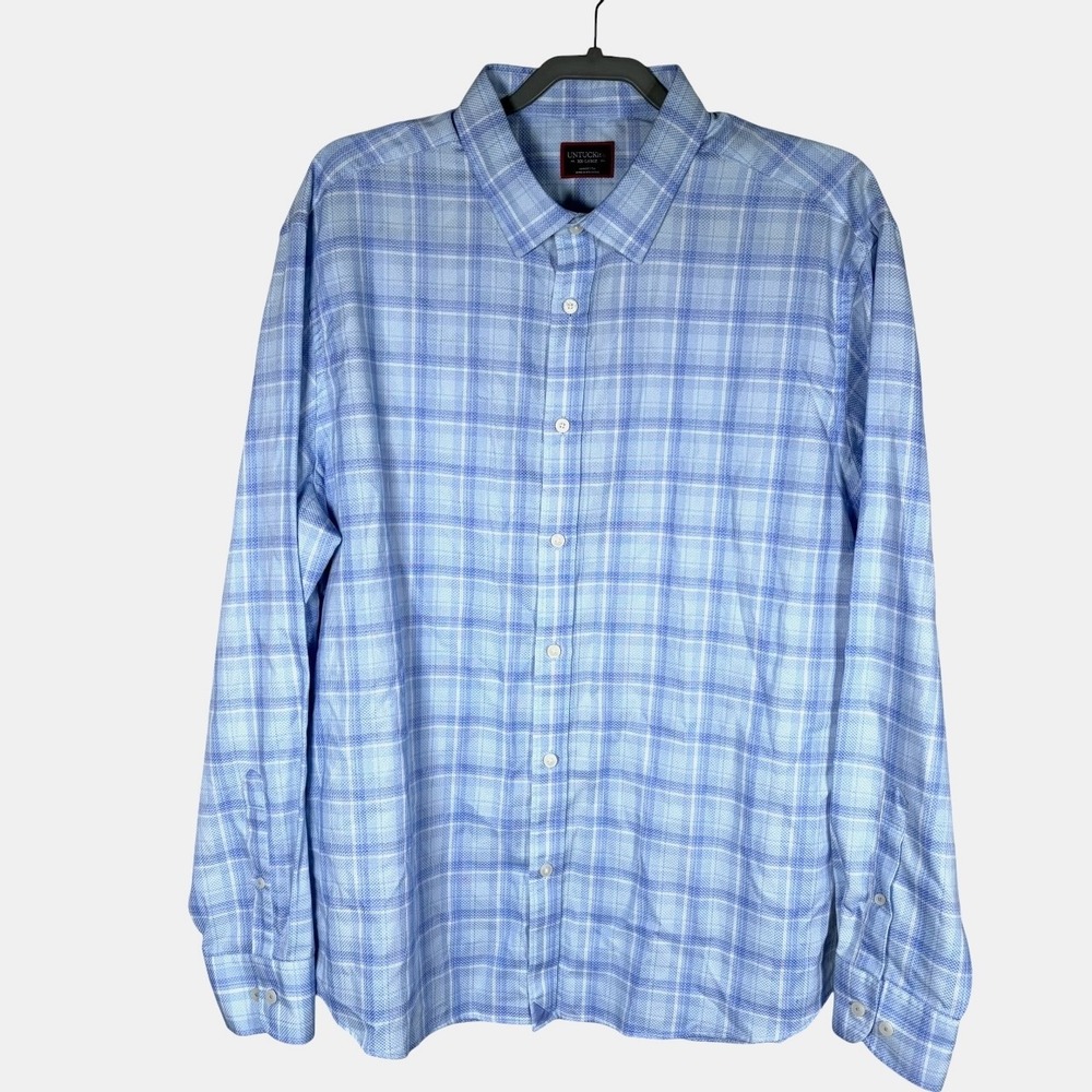 UNTUCKit Shirt Mens XXL‎ Pinord Textured Cotton Plaid Long Sleeve Button Up